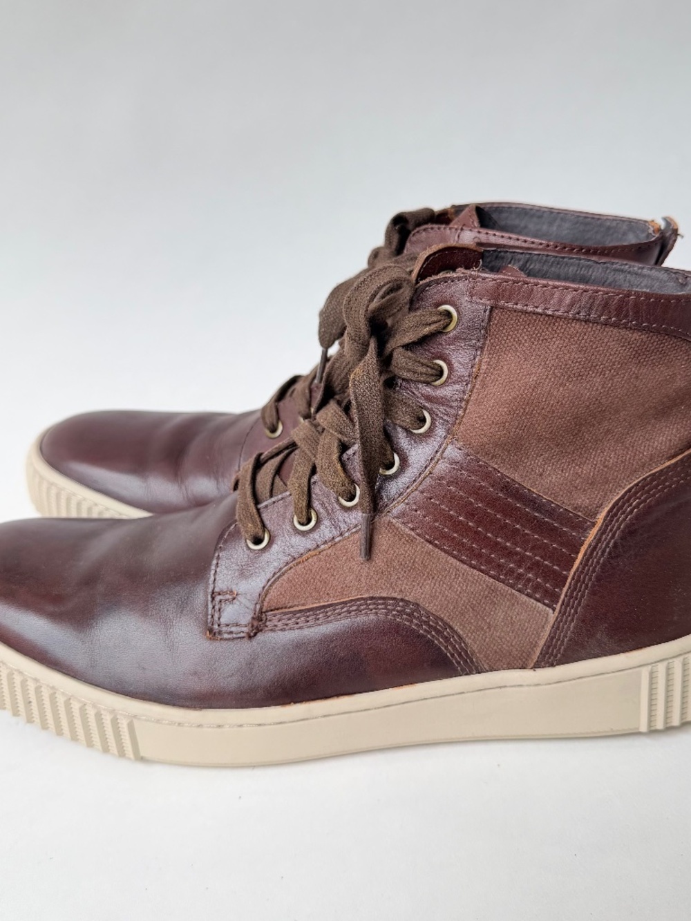 John Varvatos Bedford Trooper High Top Sneakers Brown Men's 10.5